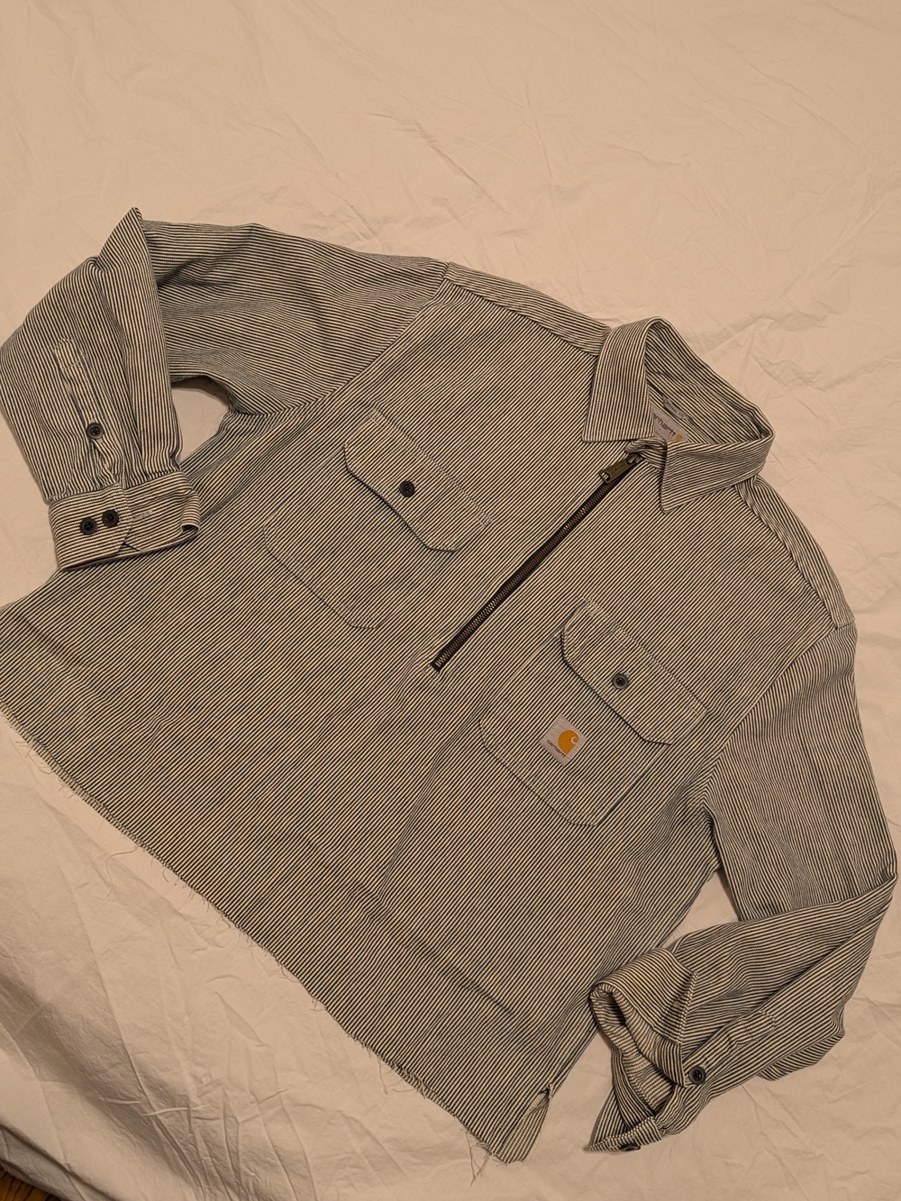 Carhartt Striped Half-Zip Work Pullover - Black & White - Picture 4 of 5